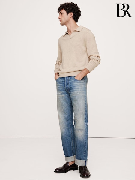 Banana Republic Beige Merino Wool Italian Jumper Polo (E87834) | €129