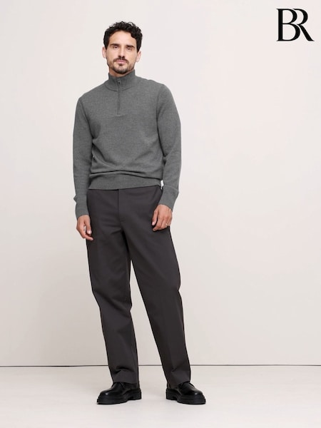 Banana Republic Grey Merino Wool Italian Half-Zip Jumper (E87835) | €136