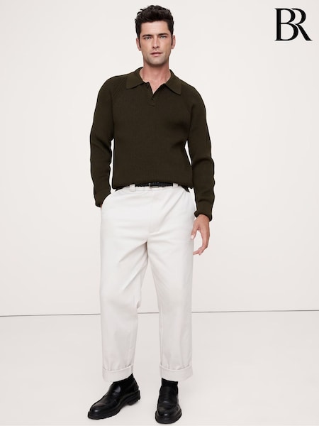 Banana Republic Black Ribbed Cotton Jumper Polo Shirt (E87845) | €65