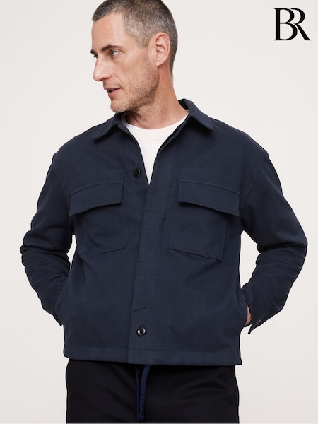 Banana Republic Navy/Blue Herringbone Ponte Coachs Jacket (E87853) | €215