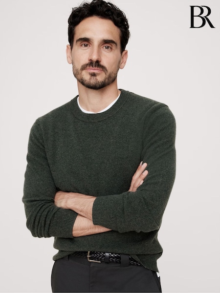 Banana Republic Khaki Green Alta Cashmere Crew Neck Jumper (E87855) | €279