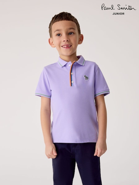 Paul Smith Junior Boys Short Sleeve Zebra Print Polo Shirt (E87979) | €60