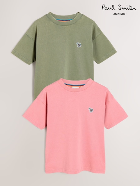 Paul Smith Junior Boys Pink/Green Signature T-Shirts Set (E87996) | €33