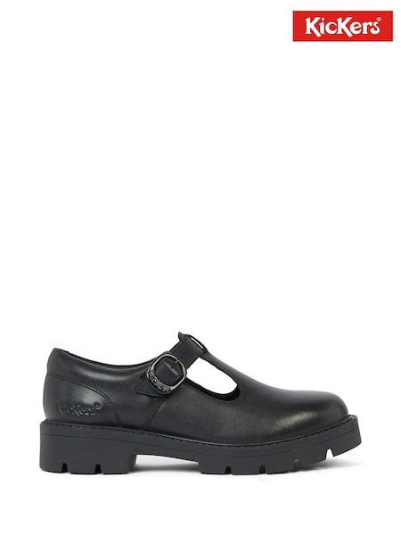 Kickers Black Leather Kori T-Bar Leather Shoes (E88046) | €108