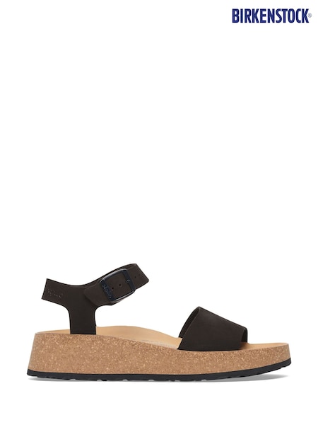 Birkenstock Black Glenda Nubuck Wedge Sandals (E88060) | $167