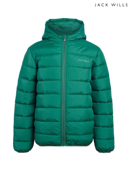 Jack Wills Green Boys Classic Hooded Puffer Jacket (E88078) | $111 - $134
