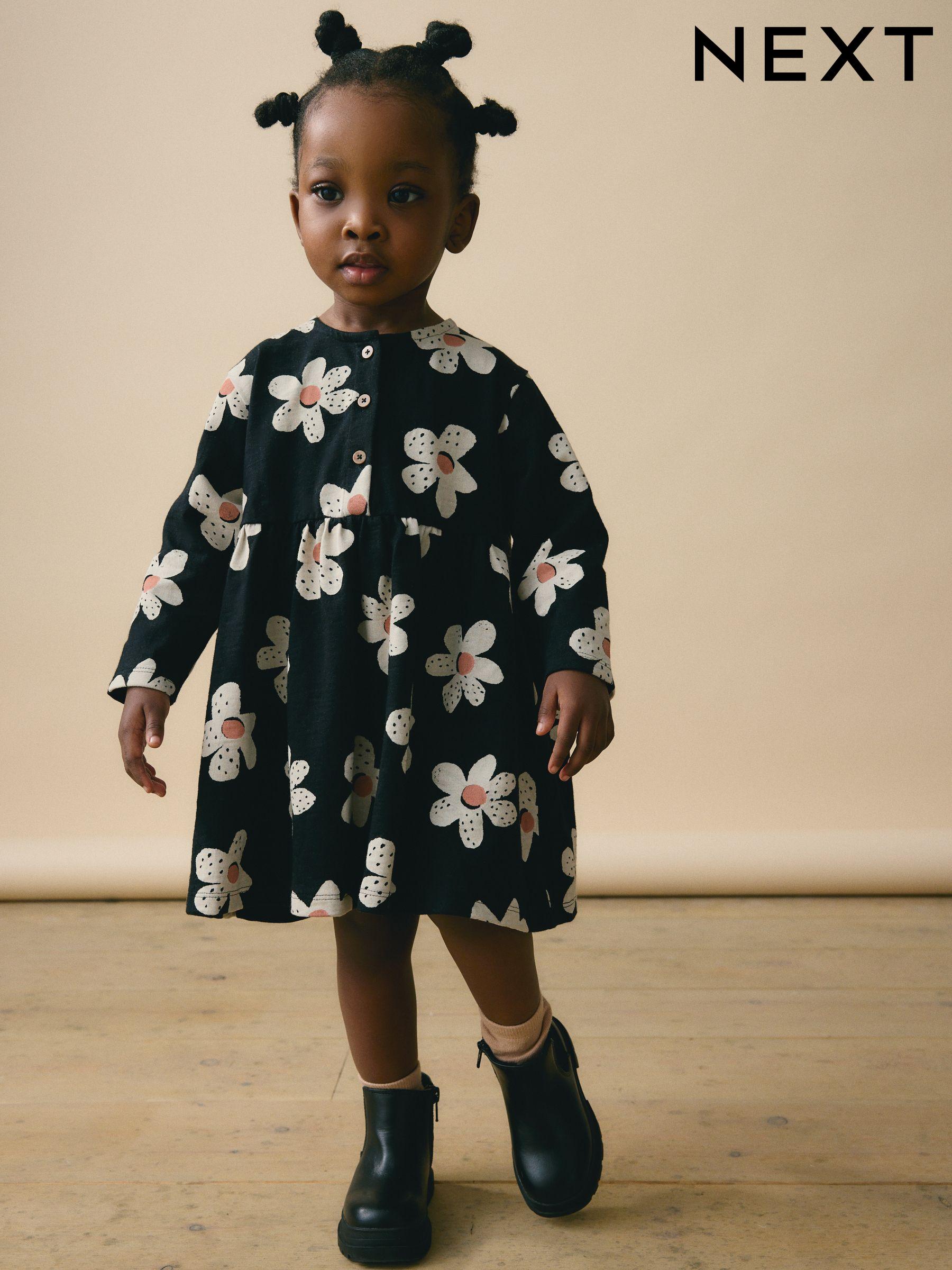 Girls black floral dress cheap