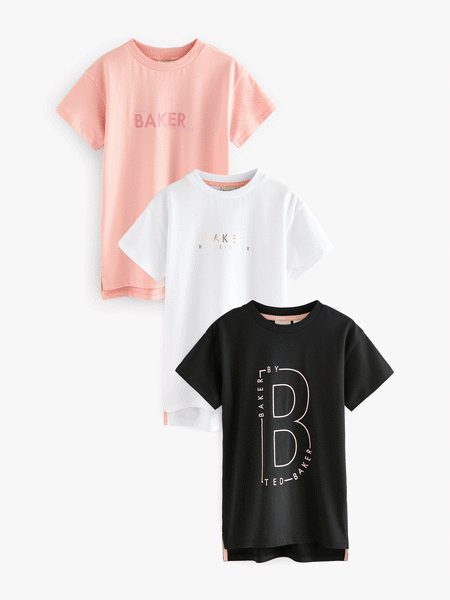 Multicolor - Baker By Ted Baker Oversized Graphic Print T-Shirts 3 Pack (E88098) | 45 € - 52 €