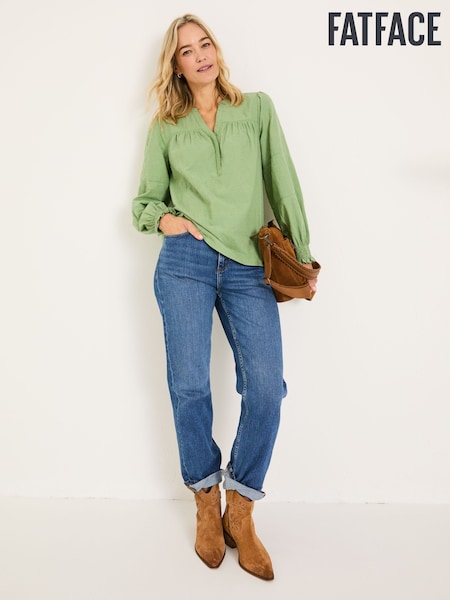 FatFace Poppy Olive Green Embroidered Blouse (E88109) | 2,974 UAH