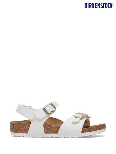 Birkenstock White Rio Birkibuc Kids Sandals (E88151) | €92