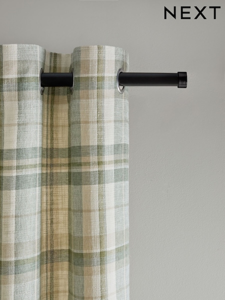 Linen Look Check Eyelet Lined Curtains (E88168) | ‏176‏₪ - ‏459‏₪
