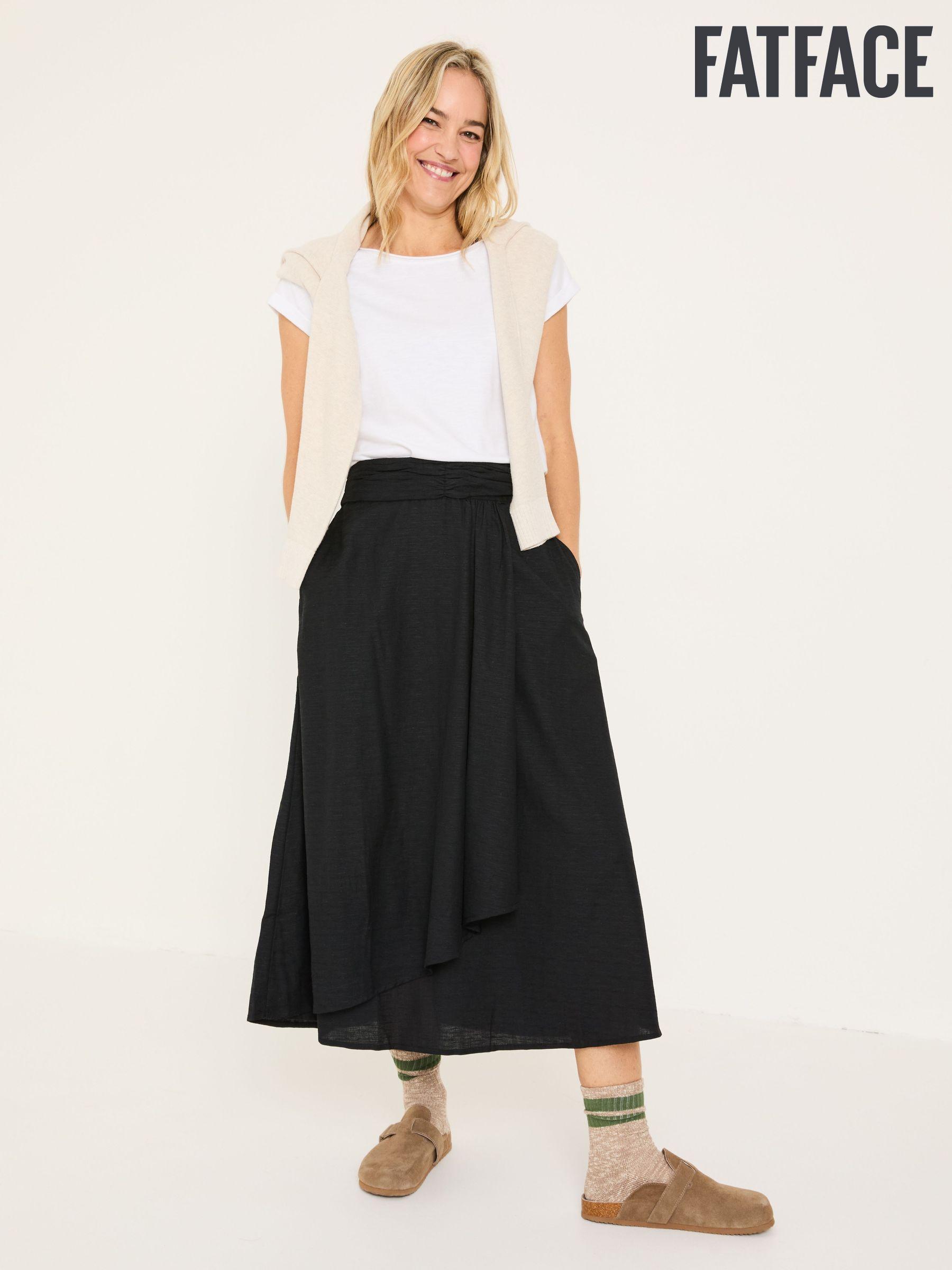Buy Women's Skirts Black Cotton Wrap Online | Next Luxembourg
