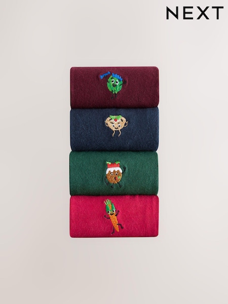 Red/Green Christmas Embroidered Socks (E88173) | €7