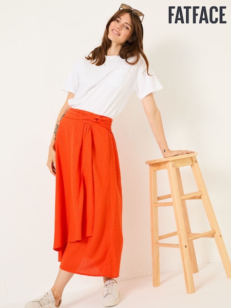FatFace Burnt Orange Juni Midi Skirt (E88174) | ₪249
