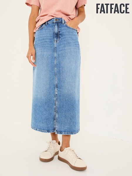 FatFace Blue Denim Carla Midi Skirt (E88175) | ₪277