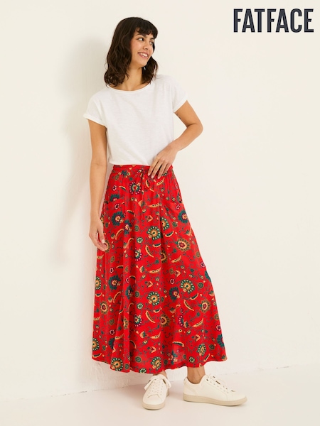 כתום שרוף - FatFace Suki Midi Skirt (E88179) | ‏249‏₪