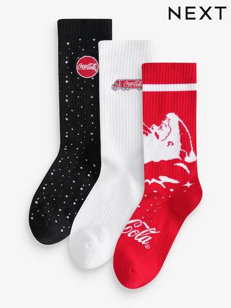 Red/White/Black 3 Pack Christmas Coca Cola Sports Socks (E88182) | €8.50