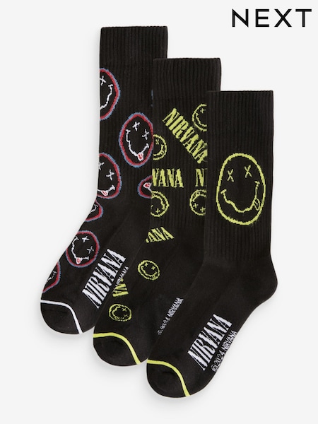 Черный - Nirvana Pattern Sports Socks 3 Pack (E88183) | €8