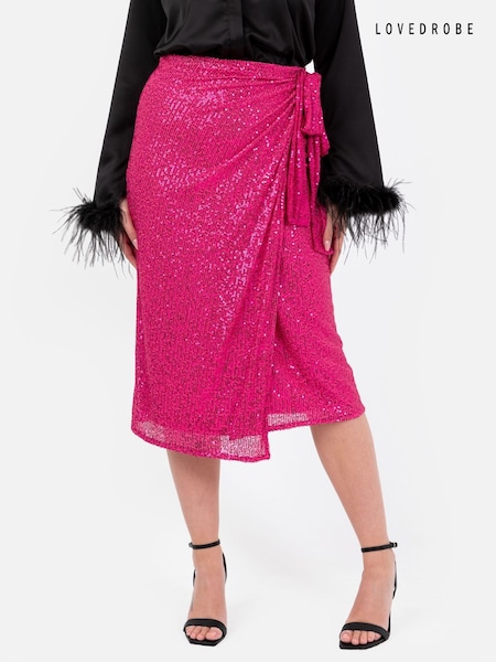 Lovedrobe Pink Functional Wrap Sequin Midi Skirt (E88244) | € 41
