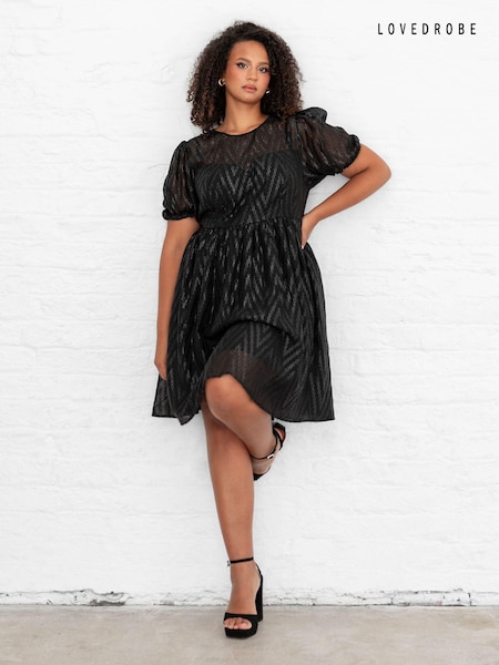 Lovedrobe Zig-Zag Burnout Mini Black Dress (E88258) | 51 €