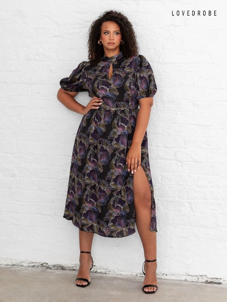 Lovedrobe Blue High Neck Midi Dress With Thigh Split (E88260) | 57 €