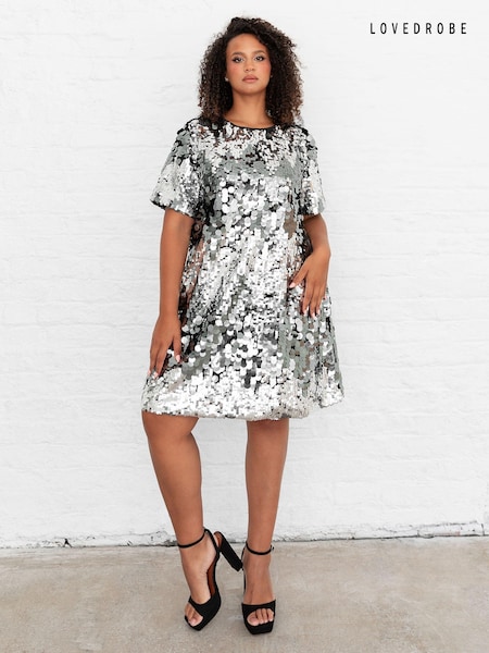 Lovedrobe Metallic Ombre Sequin T-Shirt Shape Swing Dress (E88263) | €67