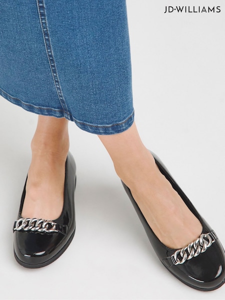 črna - JD Williams Snaffle Trim Ballerinas in Extra Wide Fit (E88294) | € 50