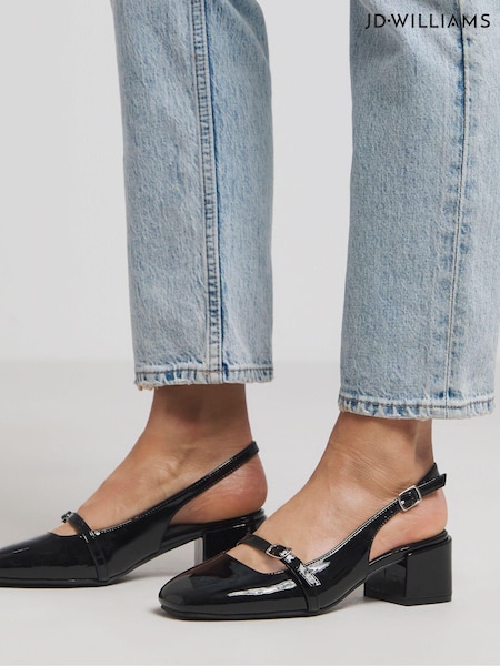 JD Williams Slingback Mary Jane Block Heel Court Shoes in Extra Wide Fit (E88338) | € 47