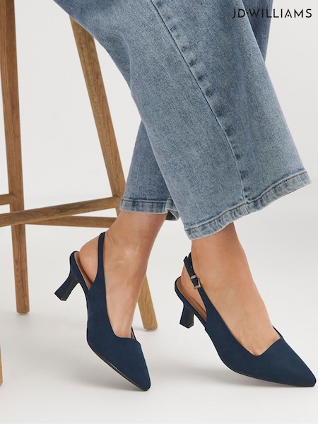 Blau - JD Williams Flexi Sole Kitten-Absatz Slingback Schuhe In Extra Breite Passform (E88341) | 52 €
