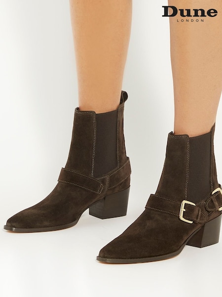 Коричневый - Dune London Panino Double Buckle Western Boots (E88342) | €89