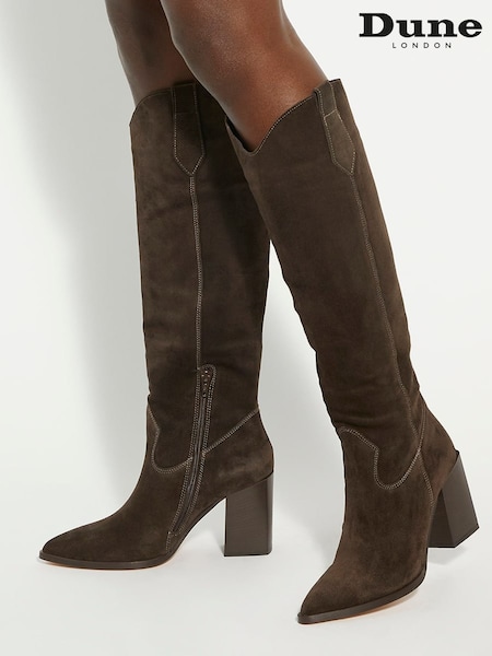 Коричневый - Dune London Tavern Knee High Western Boots (E88344) | €119