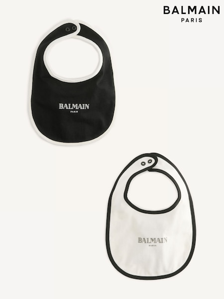 Balmain Kids Logo White Bibs Set 2 Pack (E88358) | AED524