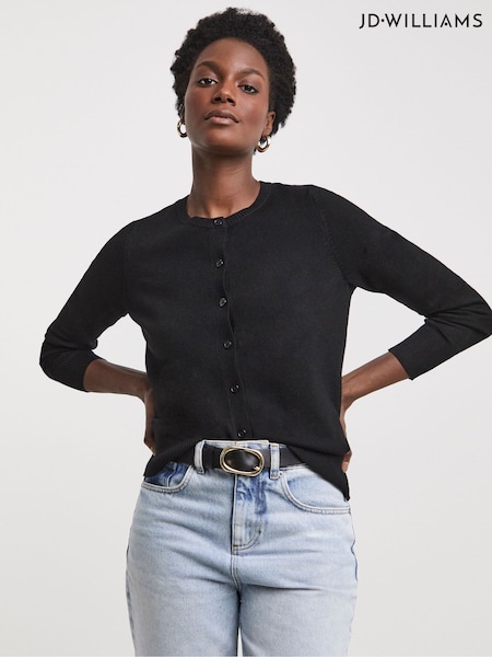 črna - JD Williams Crew Neck Cardigan (E88372) | € 24