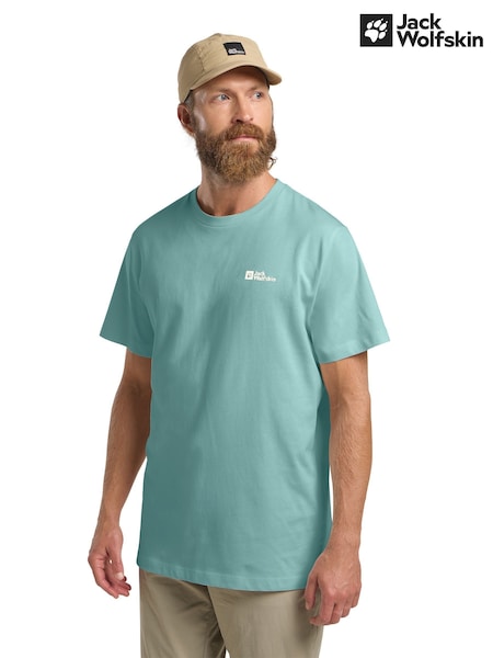 Jack Wolfskin Mens Green Essential 100% Organic Cotton T-shirt (E88384) | ‏126‏₪