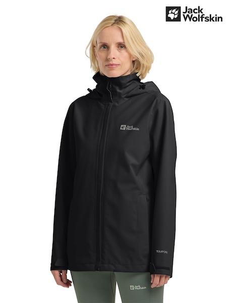 Jack Wolfskin Womens Trailtime 2L Waterproof Black Jacket (E88385) | €143