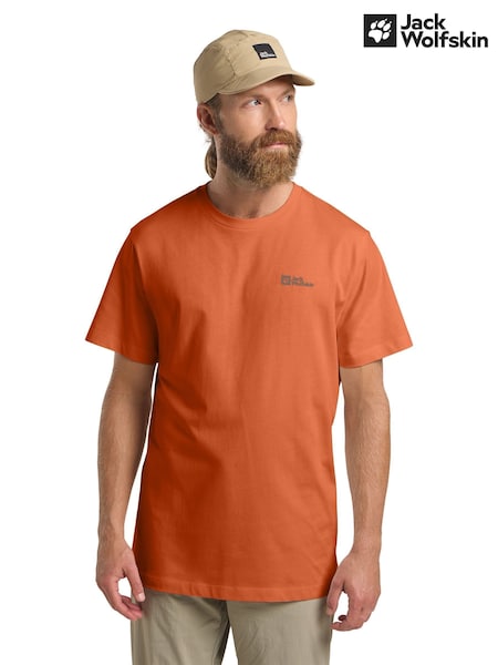 Jack Wolfskin Mens Orange Essential 100% Organic Cotton T-shirt (E88390) | ‏126‏₪