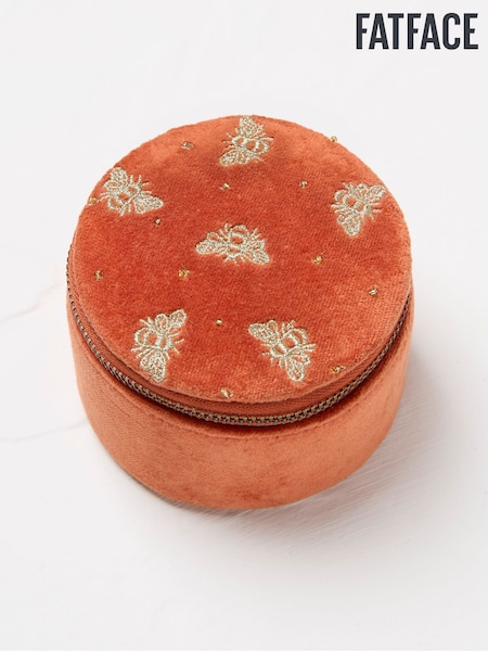 FatFace Orange Bee Embroidered Travel 100% Cotton Jewellery Box (E88423) | R$ 195