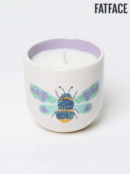 White Multi Bee Print Ceramic Candle (E88445) | €36.50