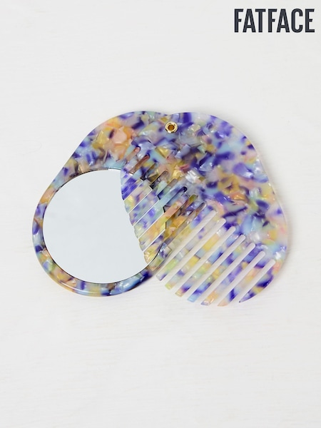 FatFace Multi Colour Resin Compact Mirror with Comb (E88469) | CA$34