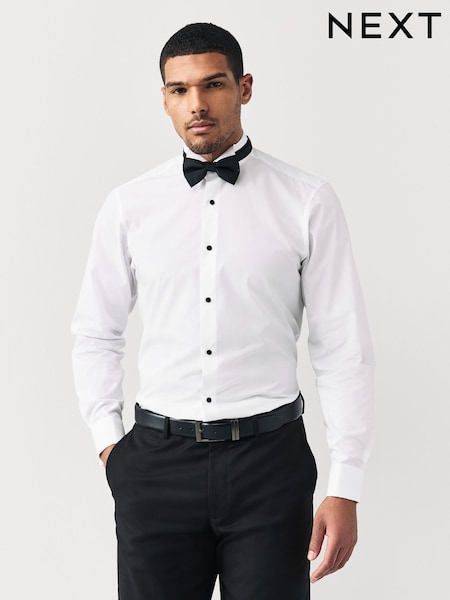 White Regular Fit Double Cuff Regular Fit Shirt And Bow Tie Pack (E88488) | €45