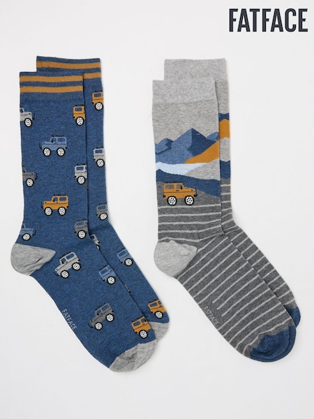 FatFace Blue 2 Pairs of Off Roader Socks in a Box (E88493) | €18