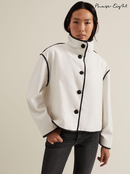 Phase Eight Cream Marlow Tipped Edge Jacket (E88518) | AED404