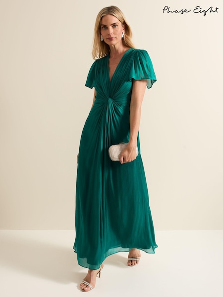 Phase Eight Green Abbey Green Satin Maxi Dress (E88521) | 1,480 QAR
