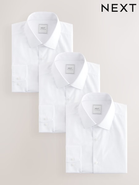 White Regular Fit Single Cuff Easy Care Smart Shirts 3 Pack (E88526) | €56