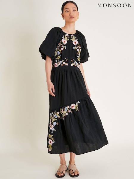 Monsoon Black 100% Cotton Margot Tea Dress (E88544) | €83