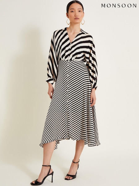 Monsoon Black Sofia Stripe Dress (E88550) | €54