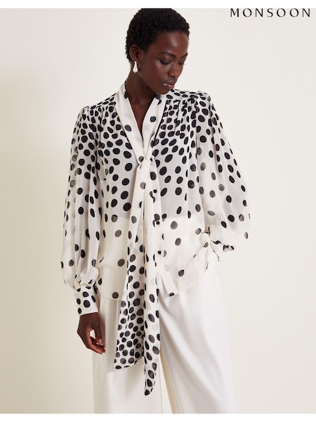 Monsoon Black Octavia Spot Blouse (E88553) | €41.50