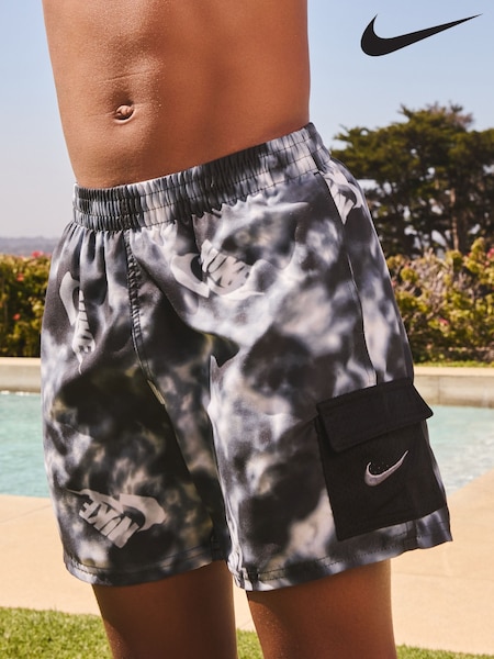 Nike Grey Water Tie Dye 4 Inch Volley Swim Shorts (E88596) | €32