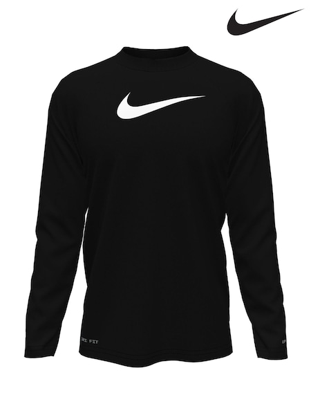 Nike Black Long Sleeve Solid Hydroguard Rash Vest (E88602) | €37