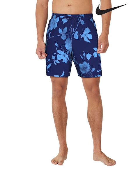 Nike Blue Floral Print 7 Inch Swim Shorts (E88608) | €61
